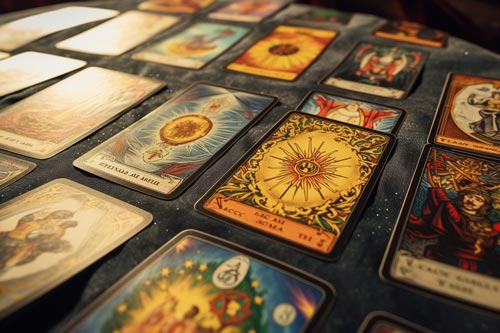 Tarocchi disposti su un piano